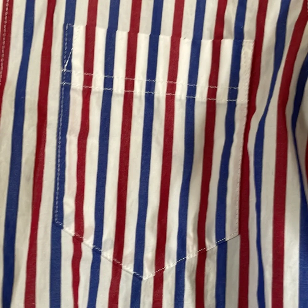 J Crew Womens Washed 4th July Red White Blue Striped Shirt